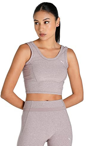 PUMA Studio Yogini Luxe Crop Tank Top, Viola, M Donna