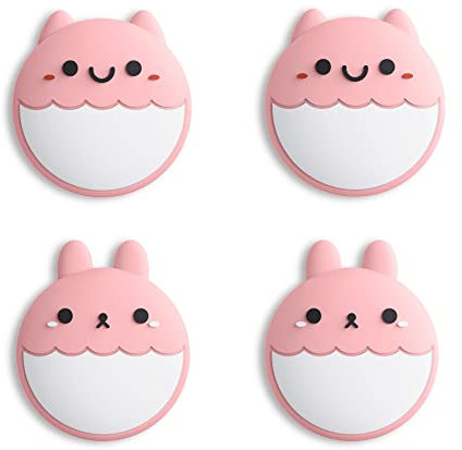 eXtremeRate PlayVital Copri Analogici per Nintendo Switch/OLED Joycon,Cover Levette Analogiche Silicone Thumb Grip cap per Nintendo Switch Lite(Coniglio&Scoiattolo)-Rosa