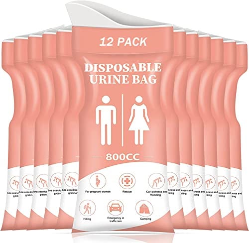 DIBBATU Disposable Urine Bags for Women/Men, 12Pack for Travel, Camping, Car Trip