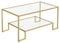 VASAGLE Mesa de Centro de Vidrio, Mesa de Café con Almacenamiento, para Salón, Superficie de Vidrio Templado, Marco de Acero, 55 x 100 x 45 cm, Color Dorado LGT033A01