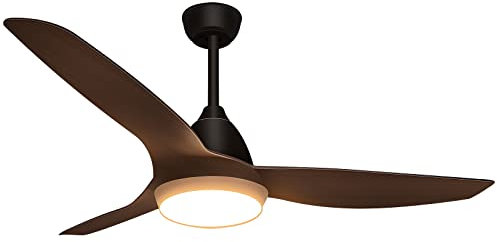 Ventilatori da soffitto con luci e telecomando, Ventilatori da soffitto con lampada bianche, 52'' silenzioso ventilatore da soffitto con 3 pale ventole ABS, LED Fan Light, 3 velocità, temporizzazione
