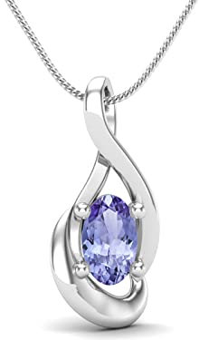 MOONEYE Zierlicher Ovalschnitt Minimalistisches Solitaire Tansanit Anhänger Halskette 925 Sterling Silber Ovale Form 5x3mm (Sterling Silber)