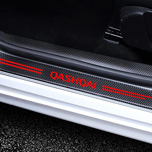 JYMLOV 4PCS Car Door Sill Protector, for Nis-san Qashqai J10 J11 J12 2009-2021, Door Sill Kick Plate Cover Carbon Fiber Tape Anti Scratch Car Door Edge Guard Stickers Styling Accessories,Red