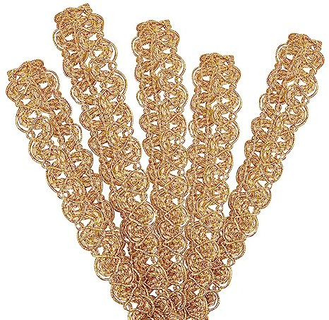 PandaHall 21 Yards Gimp Zopfborte Zum Nähen Goldene Geflochtene Kordel Polyester Spitzenband Gewebter Stoffbesatz Spitzenbesatz Polsterbesatz Für Kostüme Heimwerker Basteln Nähen Schmuckherstellung