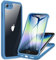 Miracase iPhone SE 2020 Case 2022/ iPhone 8 Case, Full-Body Glass Back with Built-in Glass Screen Protector, Rugged iPhone SE Phone Case 3rd Generation/ 2nd Gen, Clear Cover Bumper for SE, Capri Blue