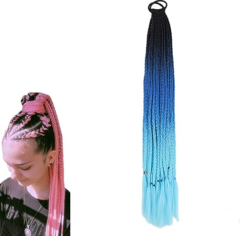prinfantasy Haarsträhnen Mädchen Zopf Haarverlängerungen Synthetisch Haarteil Verlängerungen Haargummi Extensions Strähnen Damen Haarschmuck, BZ217