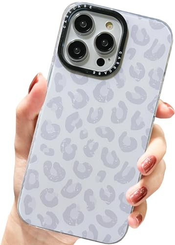 AMART for iPhone 14 Pro Max Case Cute,Clear with Gray Leopard Pattern Design Soft TPU Women Girls Shockproof Protective Phone Cover for iPhone 14 Pro Max