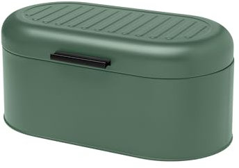 GALICJA ALEN Panera de acero con recubrimiento en polvo – Panera moderna – Caja de almacenamiento para pan – Caja de almacenamiento de pan – 34 x 18 x 16 – Verde