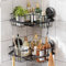 TAILI 2 Pack Corner Shower Caddy with Suction Cups & Hooks - Heavy Duty Stainless Steel, Rustproof, Wall-Mounted Bathroom Organizer - Drill-Free & Removable, Black