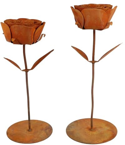Rostikal Metall Rosen Deko Set Vintage Gartendeko für draussen Rost Blumen Frühling