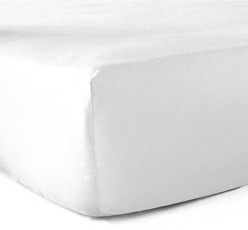 Drap-Housse 100% Coton 57 Fils - Blanc - 90 x 190 cm - Bonnet 30 cm
