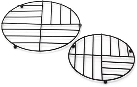 Carousel Home Set Of 2 Black Iron Trivet Stands | 2 Piece Pot And Pan Stands Worktop Saucepan Metal Trivet Trays | Kitchen Trivet For Hot Dishes Pots Pans