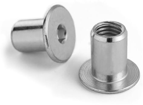 100 tuercas de casquillo con cabeza plana M6 x 18, acero galvanizado, cerradas con hexágono interior, 6 x 18 mm, M6