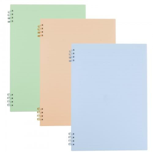 Nivofu Spiral-Notizblock, Packung mit 3 Spiralgebundene Notizbücher, 26×18.2cm, Ringblöcke, Notizbuch, Collegeblöcke, Ideal für Schreiben, Tagebuch, Schule, Büro, Blau + Grün + Gelb