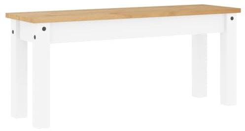 vidaXL Essbank, Sitzbank mit Holzbeinen, Holzbank für Küche Esszimmer Flur, Küchenbank Esszimmerbank, Landhausstil, Weiß Massivholz Kiefer