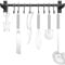 Lesfit Barra Cocina Utensilios, 40 cm Inoxidable Montaje en Pared Colgador Organizador con 10 Ganchos de Ollas y Sartenes, Negro