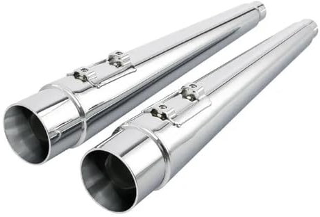 HANXIAO Motorrad 4 Megaphon Slip-On Auspuff Schalldämpfer Für Harley Für Touring Für Road King Für Street Glide 1995-2015 2016 (Color : Chrome)