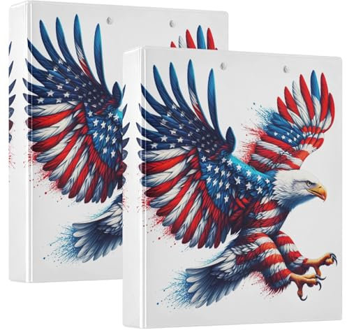 Grunge Ringbuch mit USA-Flagge, 3,8 cm, rund, hält 200 Blatt, vielseitige Ordner für Schule, Bürobedarf, 3,8 cm, 2 Stück
