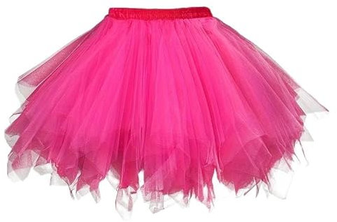 Boolavard Adulte Femmes 80's Tutu Jupe Couches Tulle Jupon Halloween Tutu (FR/ES, Alpha/Lettres, S, M, Taille Normale, Taille Normale, Rose Rouge)