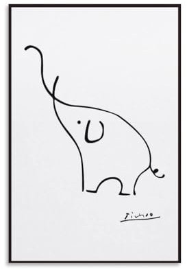 Generisch Picasso Elefanten-Kunstposter, abstraktes Linien-Poster, Wandkunst, Gemälde, Leinwanddruck, Dekor-Poster, Kunstwerk, 30 x 45 cm