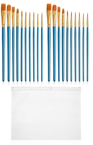 AYNKH Lot de 20 pinceaux de peinture en nylon pour peinture acrylique, peinture à l'huile, peinture sur le visage, aquarelle, gouache pour enfants et adultes