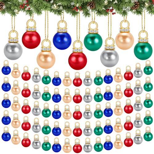 XOYTN 120PCS 16mm Colorful Mini Balls Ornaments, Tiny Shatterproof Christmas Tree Balls Baubles for Decorations