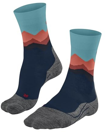 FALKE Damen Wandersocken TK2 Explore W So Wolle Funktionsmaterial antiblasen dick 1 Paar, Blau Turquoise 6206 Crest-O, 37-38