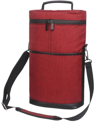 Insulated Wine Cooler Bag - 2 Bottle Carrier for Outdoor Picnic Travel