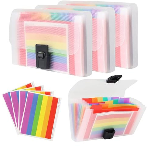 4 Pack Expanding File Folder A6 13 Pockets Accordion Receipt File Organiser