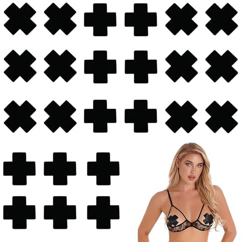 YUGUOLAN 12 Paare Nippelpads, Nipple Cover, Brustwarzenabdeckung, Nipple Pads, Nippelkleber, Kreuzform, Sexy Nippelpads Für Frauen Mädchen, Nippelabdeckung, Für Damen Abendkleider Hochzeitskleid