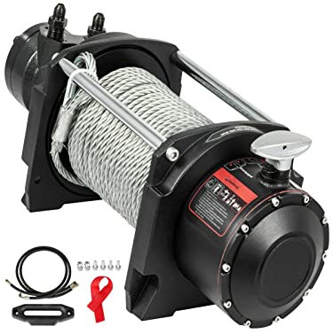 Hydraulische Seilwinde 10000 bis 20000 Pfund mit 24 m Hochleistungs-Stahlkabel, 2-stufiges Planetengetriebe für ATV, SUV, Boot, Geländewagen