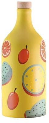 Frantoio Muraglia, Mediterranean Fruits Ceramic Jar with Extra Virgin Olive Oil 500ml, Intense Fruity, Created and Hand-Decorated by Our Puglian Artisans