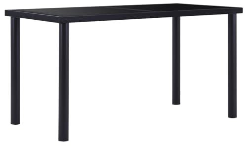 CFODOJ Furniture select-Mesa de comedor negra 140 x 70 x 75 cm de cristal templado