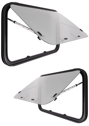 Juego de 2 ventanas de autocaravana, 900 x 550 mm, para caravanas, 65°, con mosquitera y estor, para caravanas, furgonetas