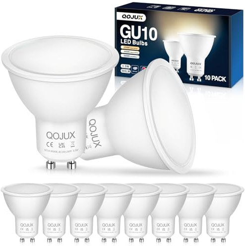 QOJUX GU10 LED Neutralweiss Lampe,3.5W 593 Lumen Birne 4000K Neutralweiß Spot GU10 Energiesparlampe,50W Halogenlampe ersetzt,Abstrahlwinkel 120° Leuchtmittel,Nicht Dimmbar,10 Stück