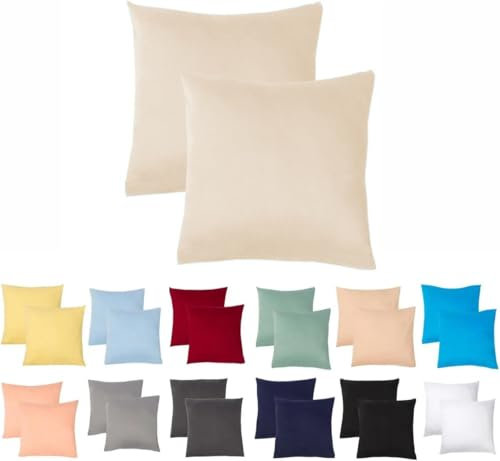 livessa 2er Set Kissenbezug 80x80 aus%100 Baumwolle Jersey Stoff - Verdeckter Reißverschluss, Kopfkissenbezug 80x80 cm, Kissenhülle, Ultra weich und atmungsaktiv, Oeko-Tex Zertifiziert