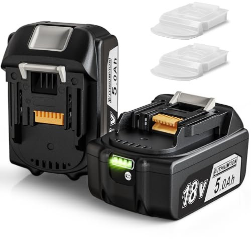 Quantrex 2 Stück 18V 5000mAh Ersatzakku für Makita Akku BL1850 BL1850B BL1860B BL1860 BL1840B BL1840 BL1830 BL1835 BL1845 194204-5 LXT-400 mit LED Indikator Mit Batterieabdeckung