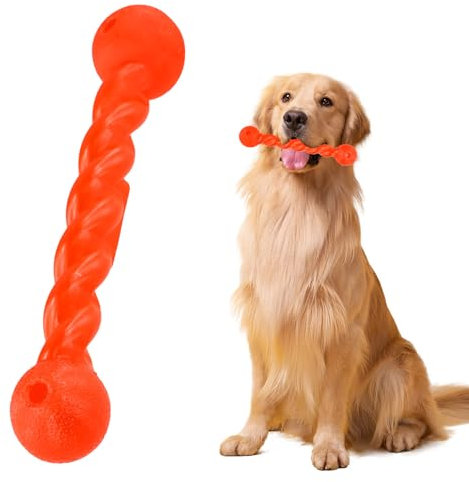 Nivofu Robustes Kauspielzeug für Hunde, Hundespielzeug aus Gummi, Hundezahnbürste, Zahnen Kauen Spielzeug, Zahnreinigungsspielzeug, Putzstab für mittlere und große Hunde und kräftige Kauer (Rot)