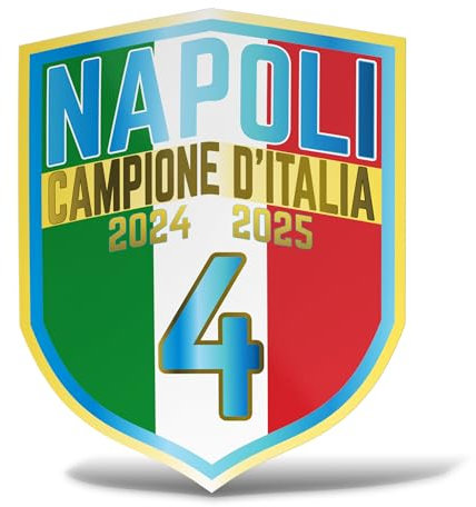 Adesivo Napoli 4 Scudetto 2025 | Sticker Celebrativo Campioni d'Italia| Decorazione Auto, Moto, Laptop, Tifosi Partenopei (10 cm)