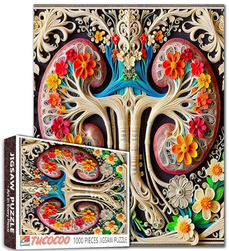 Menschliche Organe Nieren Jigsaw Puzzles 1000 Stücke für Erwachsene Stil Blumenpflanzen Lebendige Puzzles Entspannung Unterhaltung Aktivität Bildungsspiel Wandkunst Dekor Geschenk Reisespielzeug