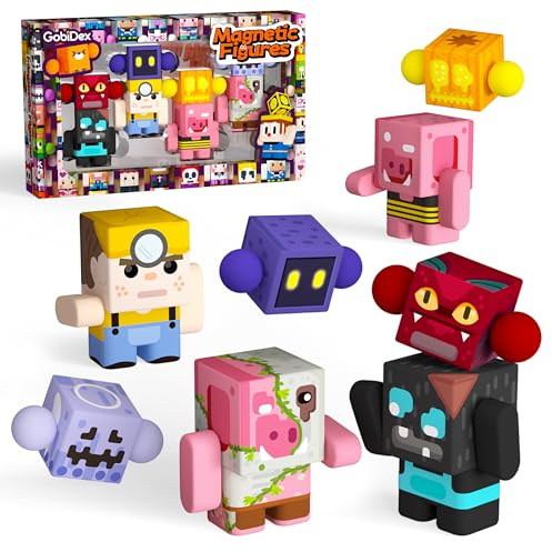 GobiDex 8 teiliges Figurenpaket Magnetische BausteineFiguren | Bewegliche Charaktere und Tiere Kompatibel mit Magnetic Blocks Pädagogisches Rollenspiel Spielzeug für Kinder ab 3 Jahren
