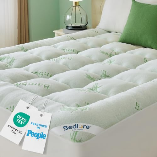 BEDLORE Matratzen Topper 180x200cm, Kühlendes Bambus-Viskose (Grün) | Kühl Bambus-Viskose, Weich & Rückenschmerzlindernd, 40cm Tiefe Taschen, OEKO-TEX Zertifiziert, Waschbar 30–60°C