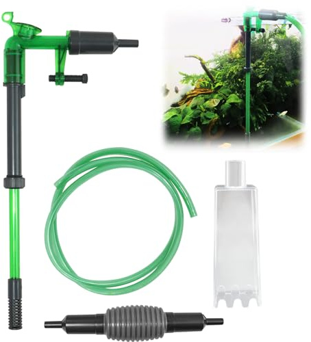 Aspirateur Aquarium Multifonctionnel, Kit Nettoyage Aquarium avec Tuyau et Pompe, Nettoyeur de Fond D'aquarium Manuel, Aspirateur à Gravier et Filtre à Sable pour Changements D'eau et Nettoyage