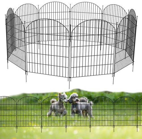 Metal Garden Fence Panels, 10Pack No Dig Temporary Fencing with Stakes 80 cm (H) × 6.8 m (L), Rust-Resistant Metal Border Fencing for Lawns, Flower Beds & Pet Barriers