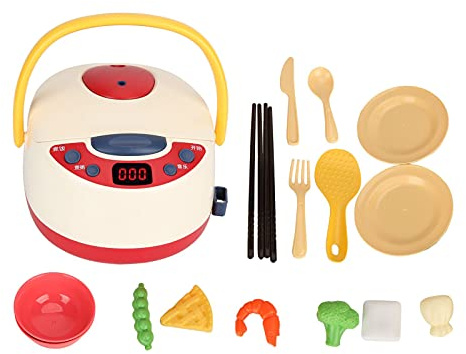 OEBUAFI Rice Cooker Toy, Simulation Kitchen Playset with Steam Effect and Music Pretend Play Kitchen Toy for 3 Years Old Boys Girls (Red spray rice cooker)