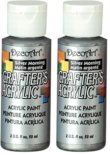 DecoArt Acrylic Paint, Silver Morning, 59 ml (Pack of 2)(Package may vary)