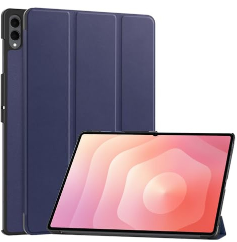 Techsuit für Samsung Galaxy Tab S11 Ultra Hülle mit 360 Schutz, Mikrofaser Innenfutter, Verstellbare Betrachtungswinkel, Schlankes Design, Anti Fingerabdruck, FoldPro Series, PU Leder, Blau