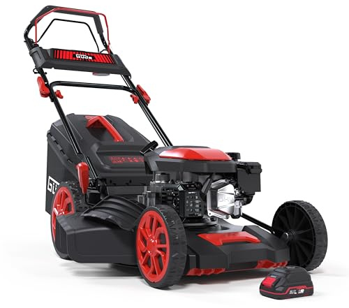 Güde EW 460-144 LI-ES Eco Wheeler Benzin-Rasenmäher - 4-Takt Motor, 144 Kubikzentimeter Hubraum, 2,5 Kilowatt, 3,4 PS, 46 Zentimeter Schnittbreite, Hinterradantrieb, 18V Li-Ion Elektrostart inkl. Akku