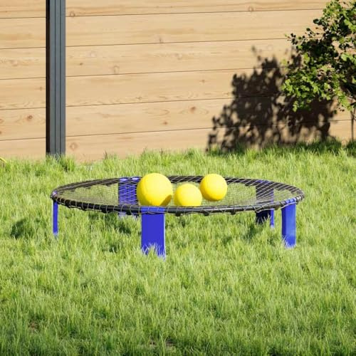 QUAHEAS Roundnet set med 3 bollar och pump Ø 90 x 20 cm, robust sportleksak för barn och vuxna, främjar koordination, motoriska färdigheter och lagarbete, perfekt för trädgård, park