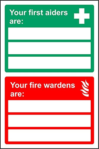 Multi sign Your first aiders are and your fire wardens are Safety sign - 1.2mm Rigid plastic 300mm x 200mm